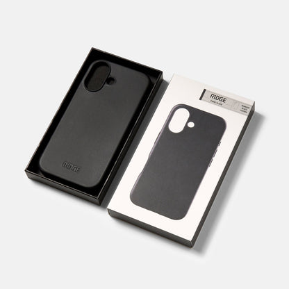 Ridge Phone Case - Midnight Black Leather - iPhone 16