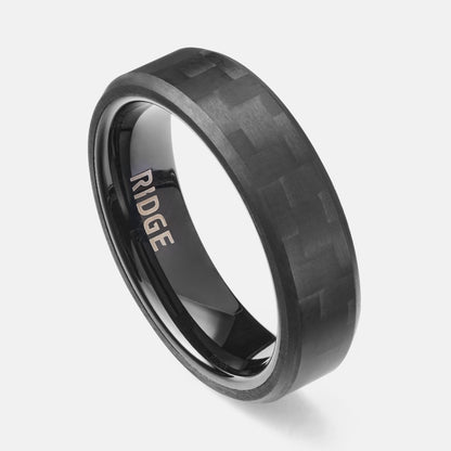 6mm Beveled Ring Set - Carbon Fiber 3K