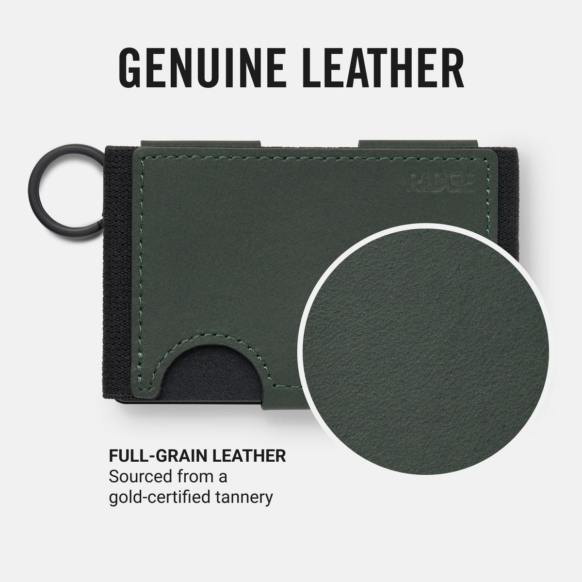 Ridge Keychain - Hunter Green Leather