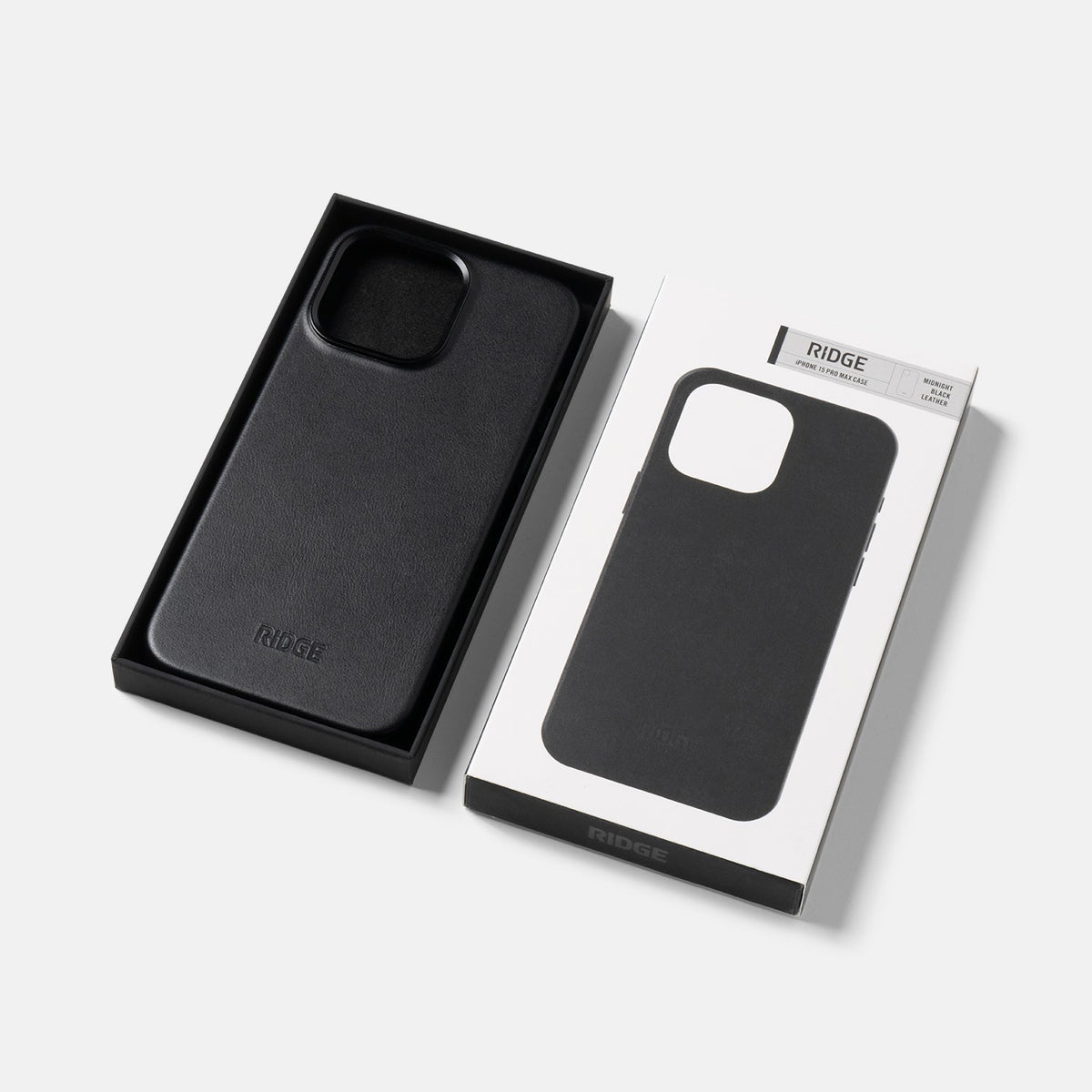Ridge Phone Case - Midnight Black Leather - iPhone 15 Pro Max