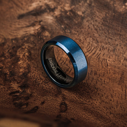 8mm Beveled Ring Set - Alpine Navy