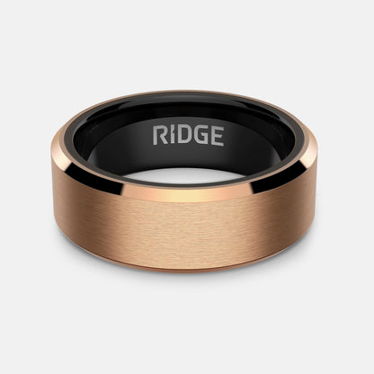 8mm Beveled Ring Set - 18K Rose Gold