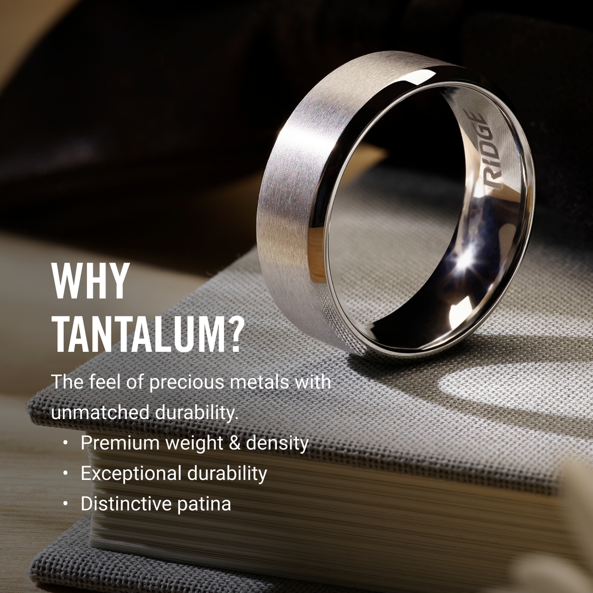 8mm Beveled Ring Set - 24K Gold - Tantalum Carbide