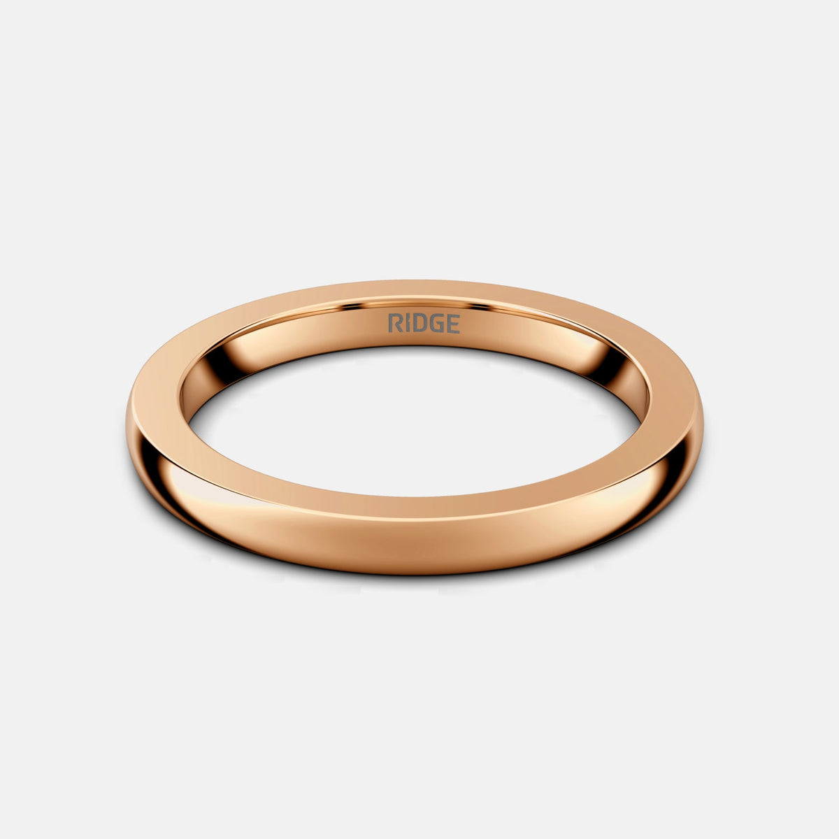 2mm Rounded Ring Set - 14K Rose Gold