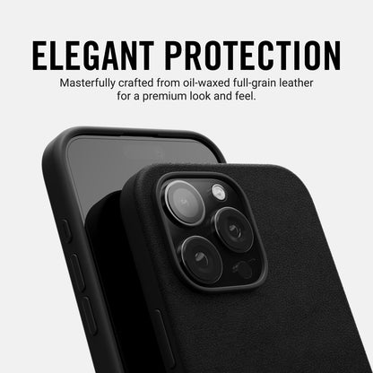 Ridge Phone Case - Midnight Black Leather - iPhone 16