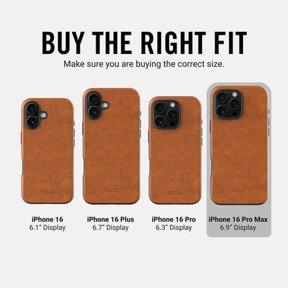 Ridge Phone Case - Tobacco Brown Leather - iPhone 16 Pro