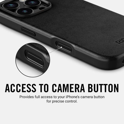 Ridge Phone Case - Midnight Black Leather - iPhone 16 Plus
