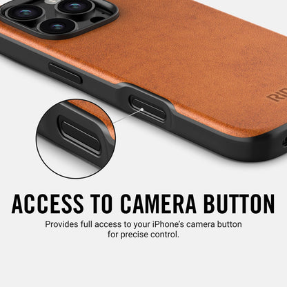 Ridge Phone Case - Tobacco Brown Leather - iPhone 16 Plus